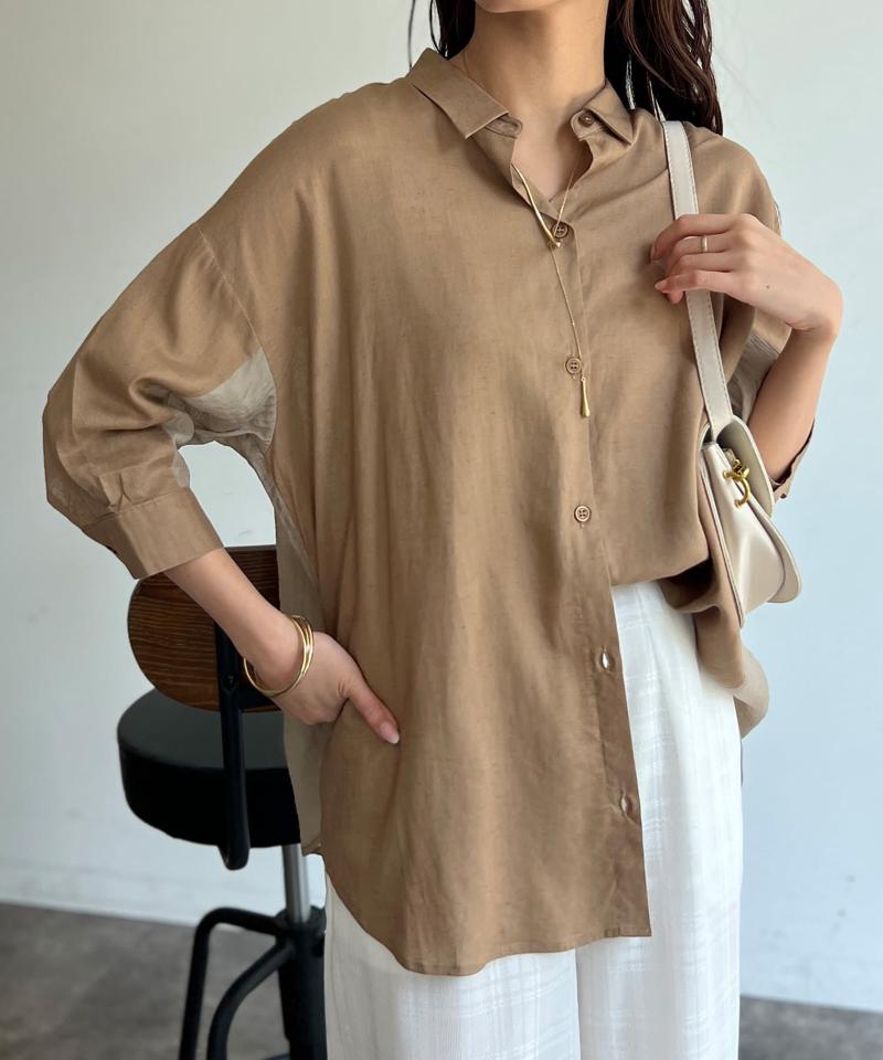 BACKシアーリネンシャツ