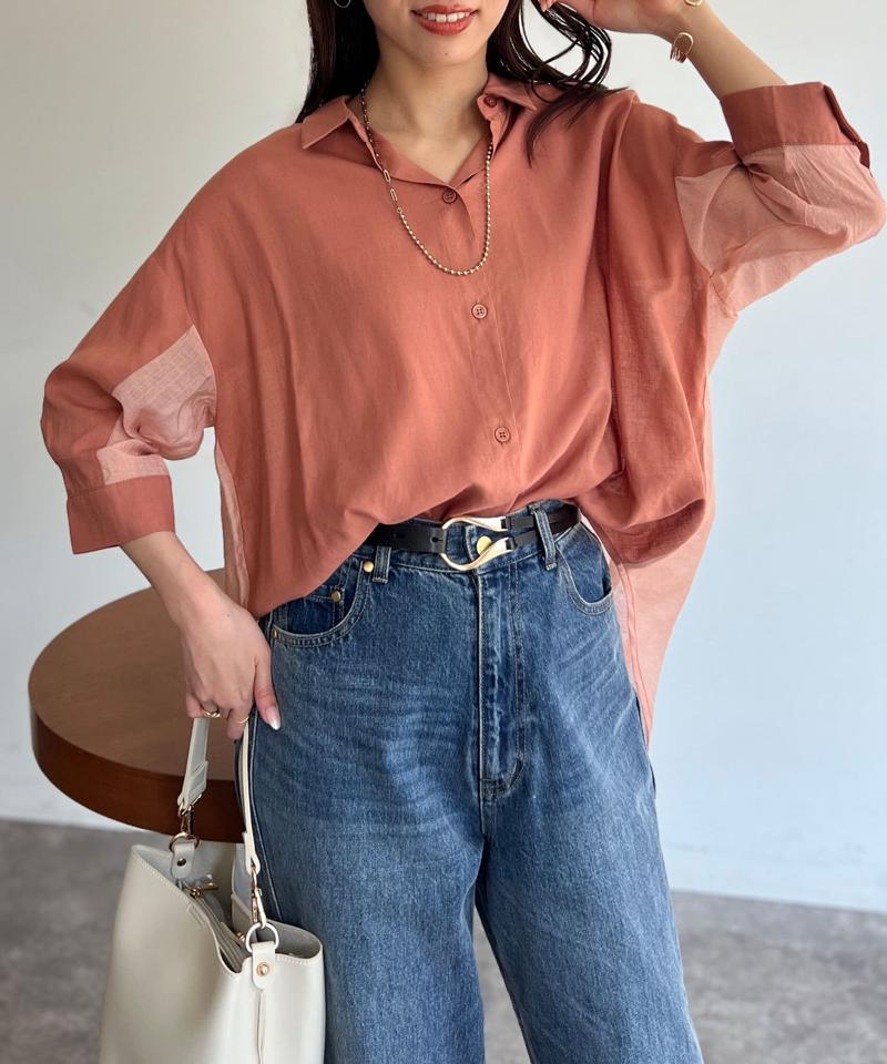 BACKシアーリネンシャツ