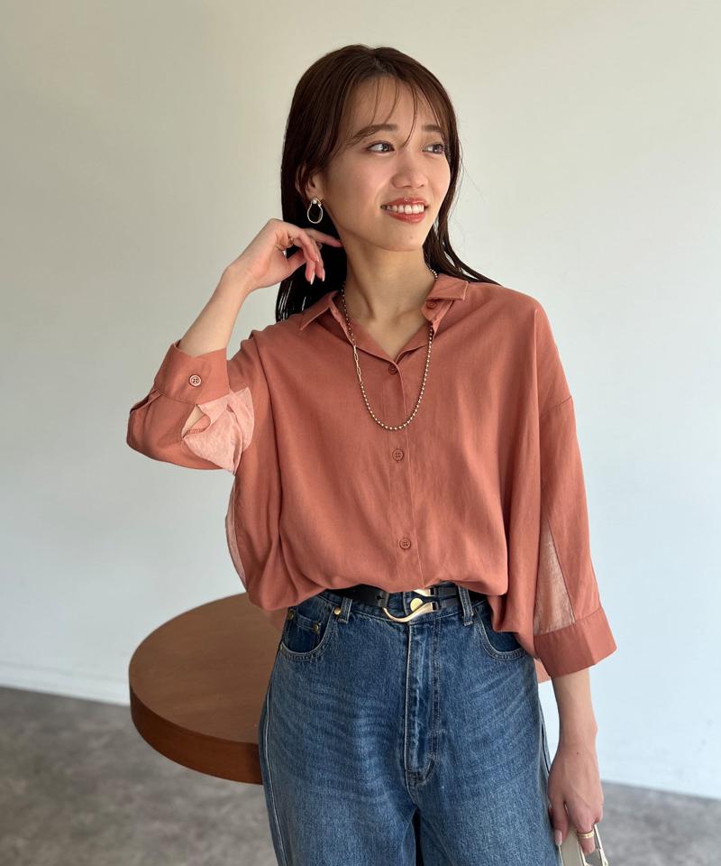 BACKシアーリネンシャツ