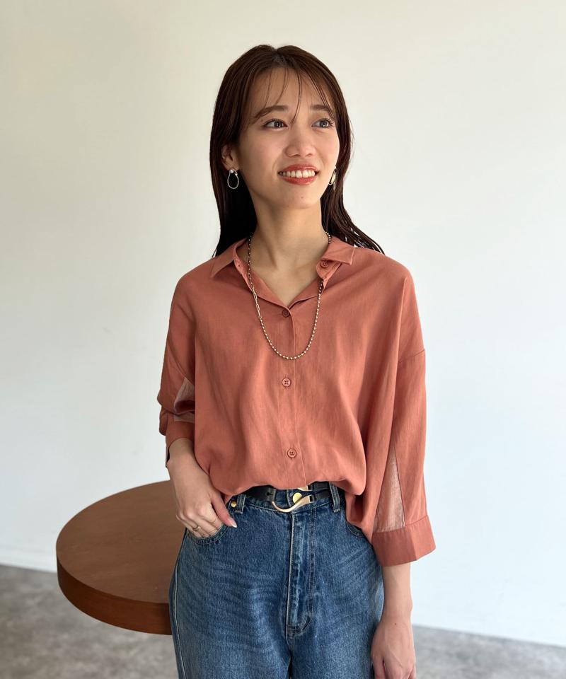 BACKシアーリネンシャツ