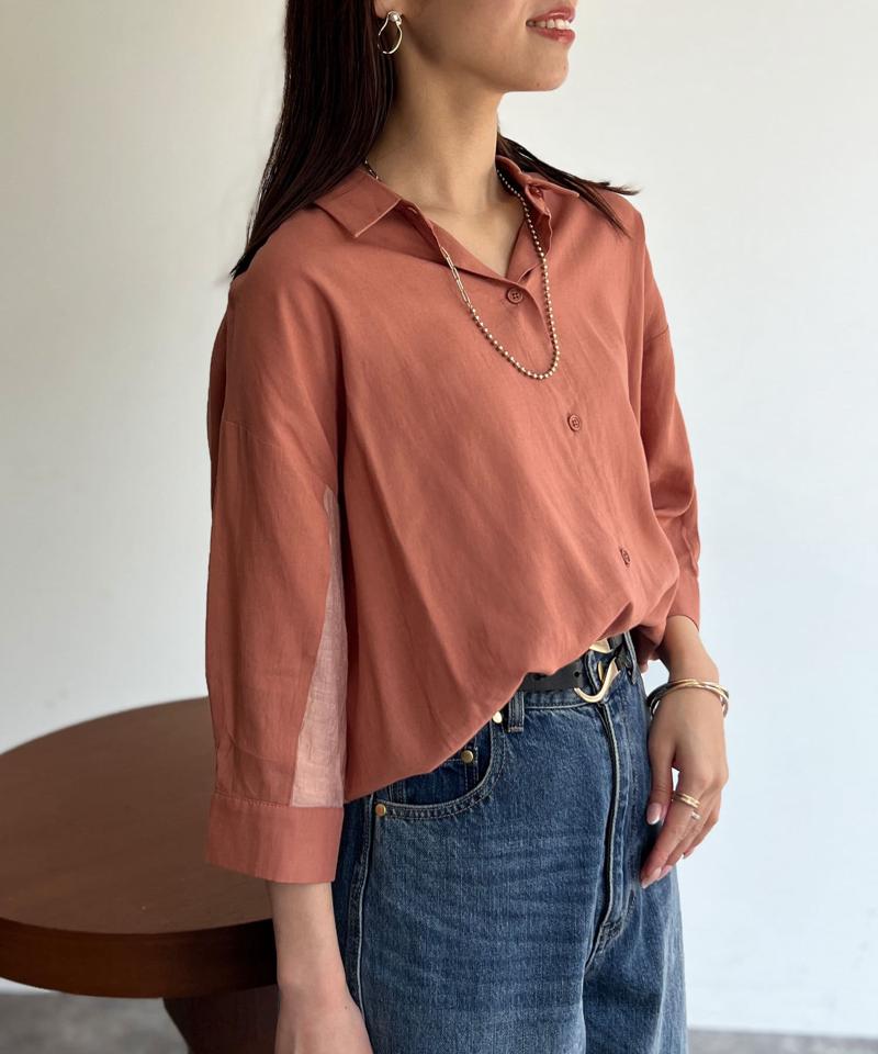 BACKシアーリネンシャツ