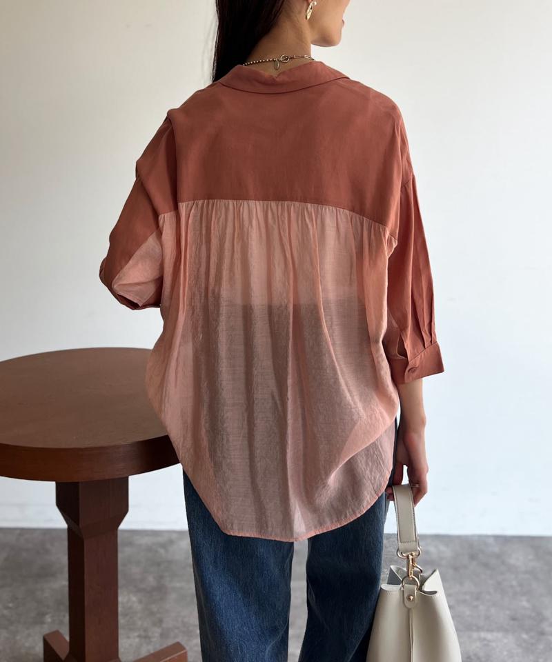 BACKシアーリネンシャツ