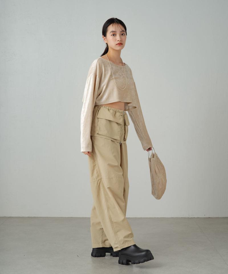 【earthy_】【撥水】ナイロンボリュームパンツ