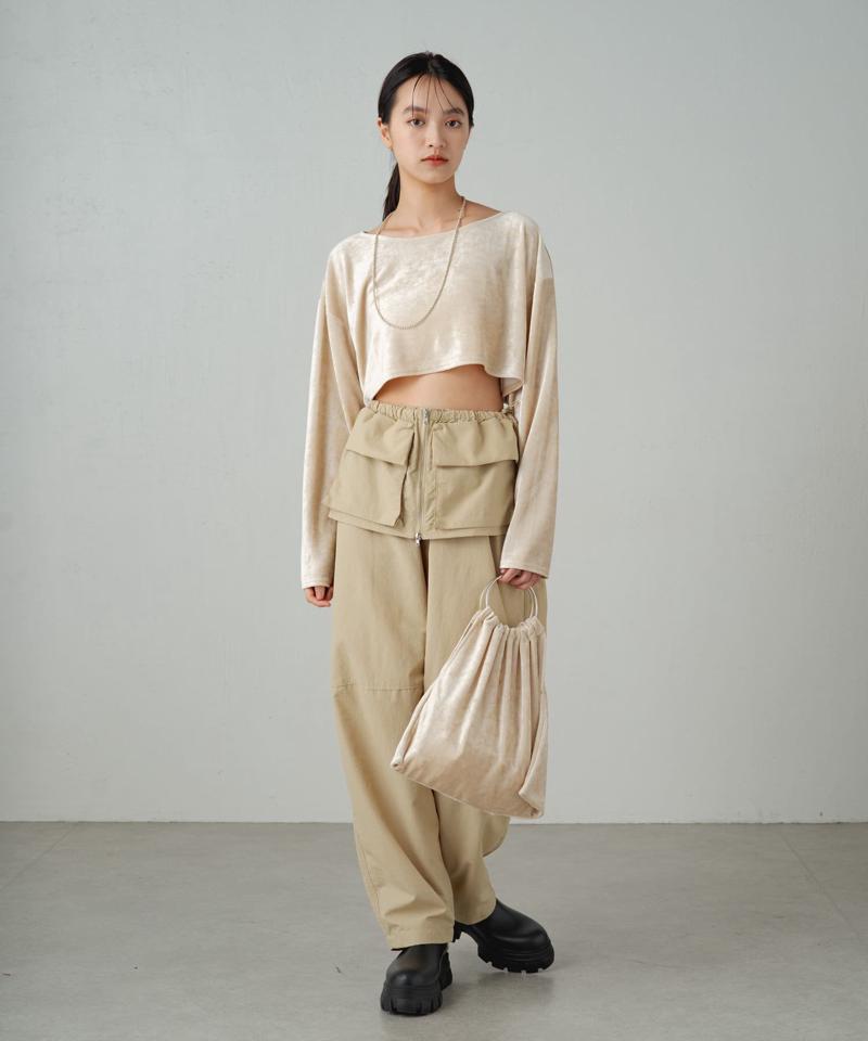 【earthy_】【撥水】ナイロンボリュームパンツ