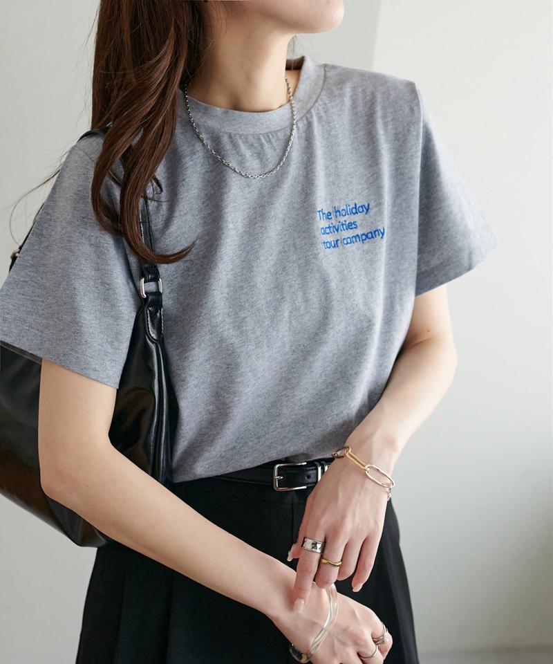 【新色追加】3段ロゴ刺繍ショートTシャツ《WEB限定》