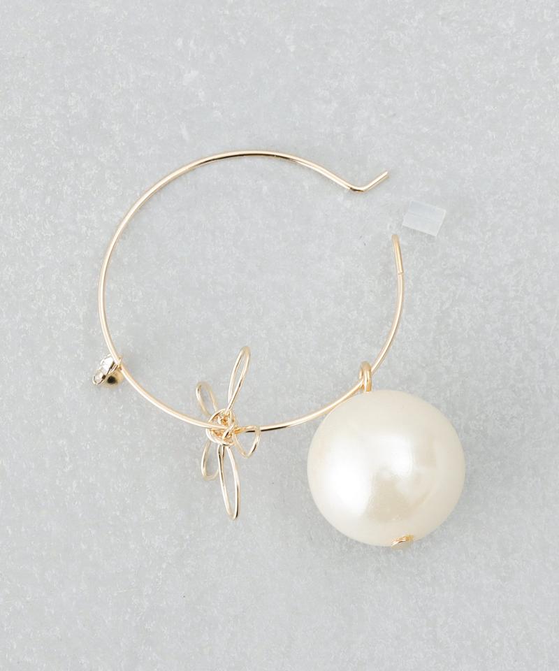 メタルワイヤーフラワーフープピアス