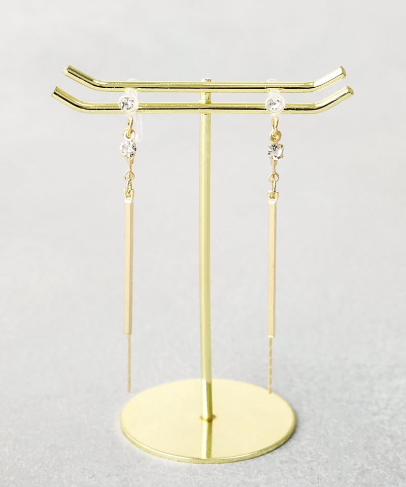 ガラスメタルバー樹脂イヤリング