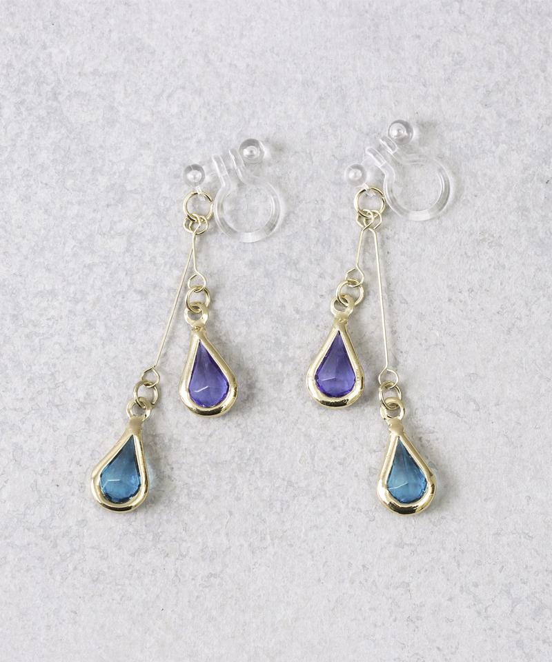 カラードロップストーン樹脂イヤリング