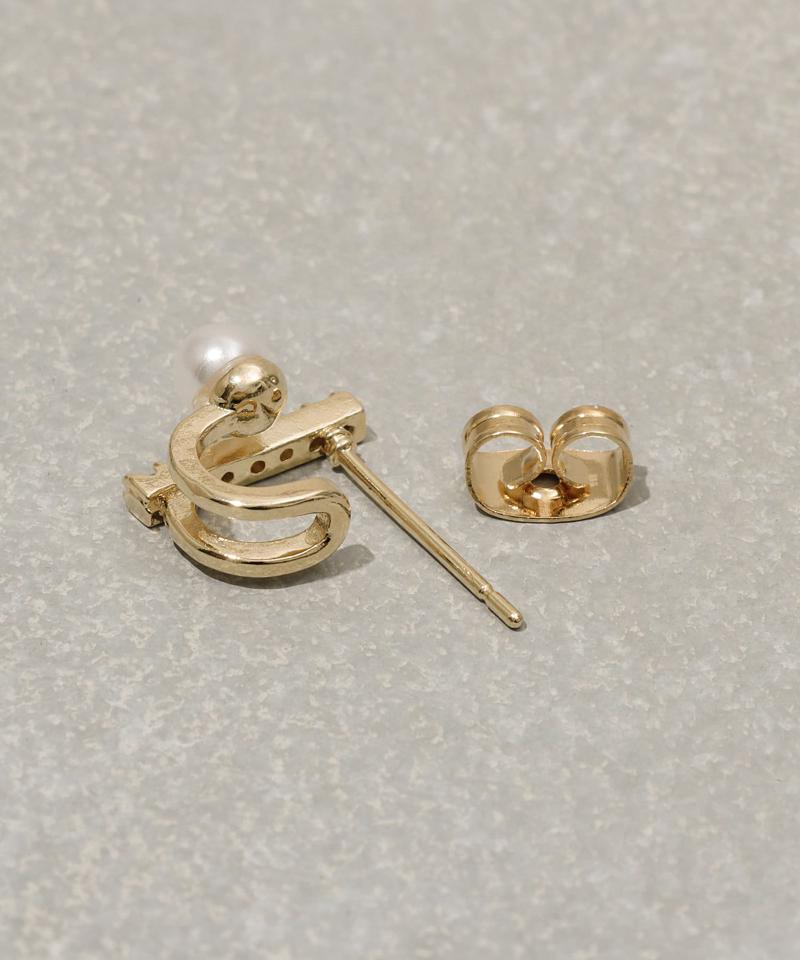 キュービックパールフープピアス