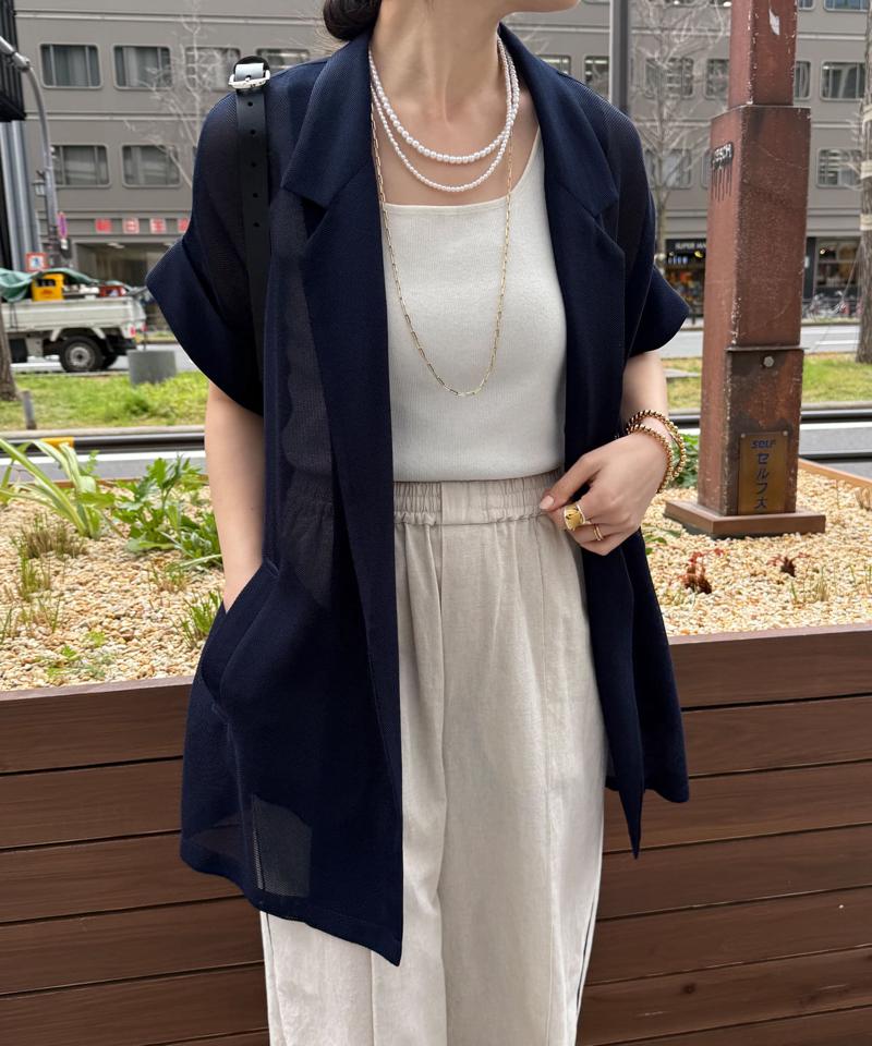 【夏の体型カバーに！】メッシュ半袖ジャケット