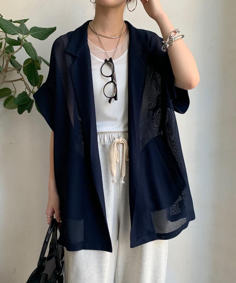 【夏の体型カバーに！】メッシュ半袖ジャケット