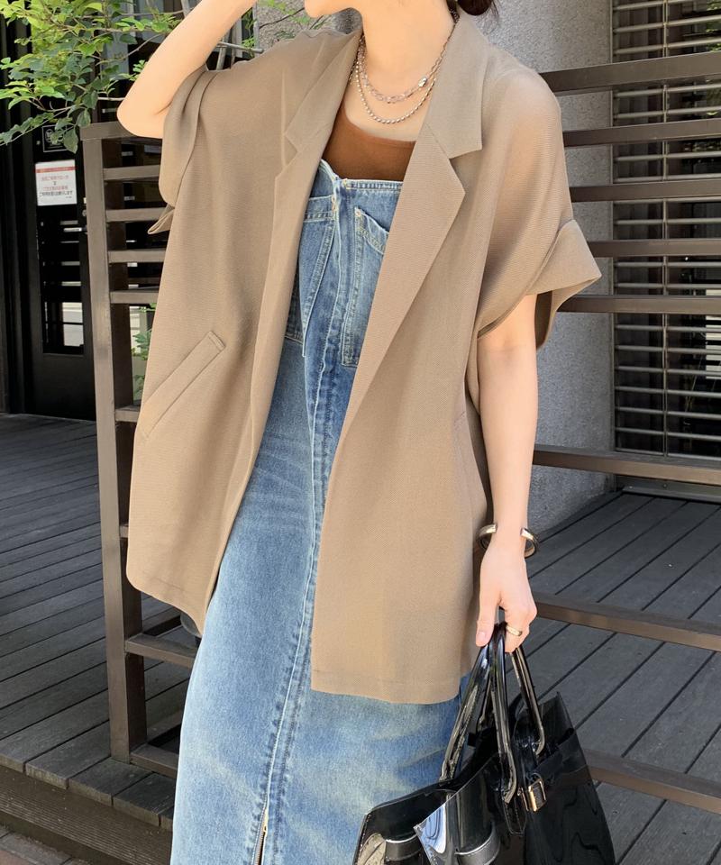 【夏の体型カバーに!】メッシュ半袖ジャケット