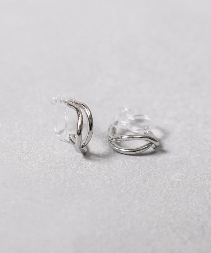 メタル2連半円フープ樹脂イヤリング