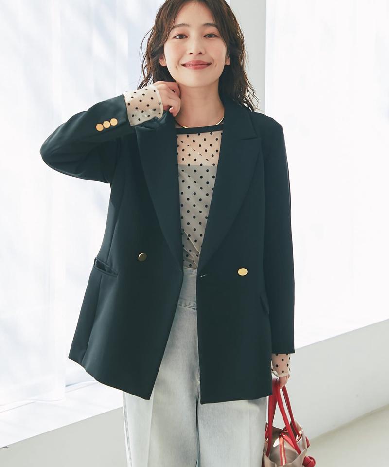 【ベストセラー・トールサイズ登場！・美シルエット】メタル釦ダブルジャケット