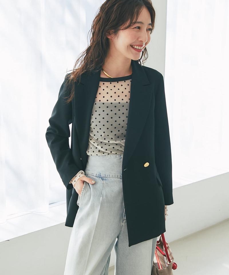 【ベストセラー・トールサイズ登場！・美シルエット】メタル釦ダブルジャケット
