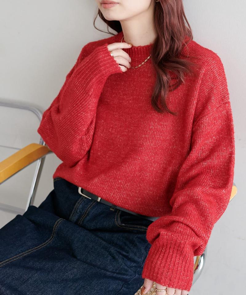 【華奢見え/13色展開♪/WEB限定】メランジニットプルオーバー