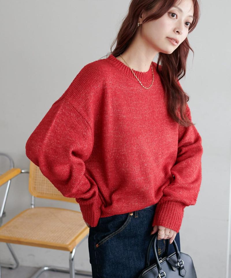 【華奢見え/13色展開♪/WEB限定】メランジニットプルオーバー