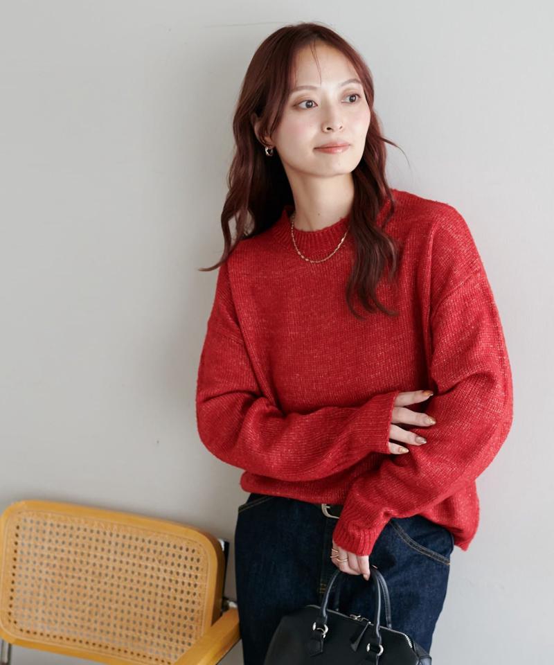 【華奢見え/13色展開♪/WEB限定】メランジニットプルオーバー