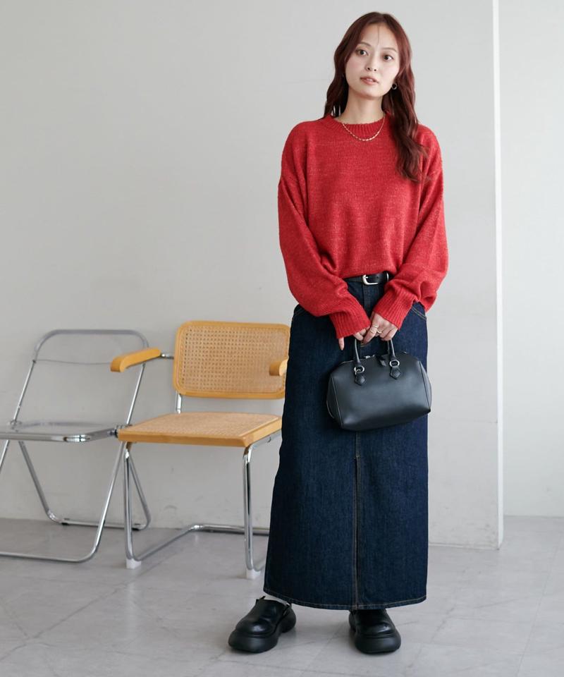 【華奢見え/13色展開♪/WEB限定】メランジニットプルオーバー