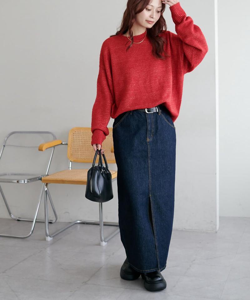 【華奢見え/13色展開♪/WEB限定】メランジニットプルオーバー