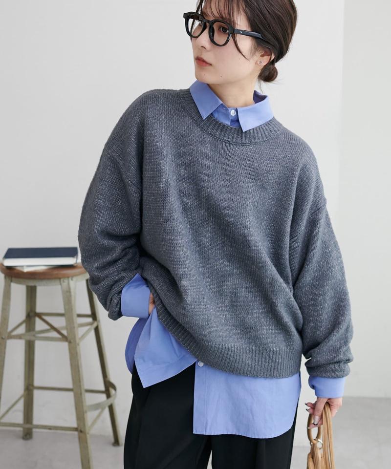 【華奢見え/13色展開♪/WEB限定】メランジニットプルオーバー