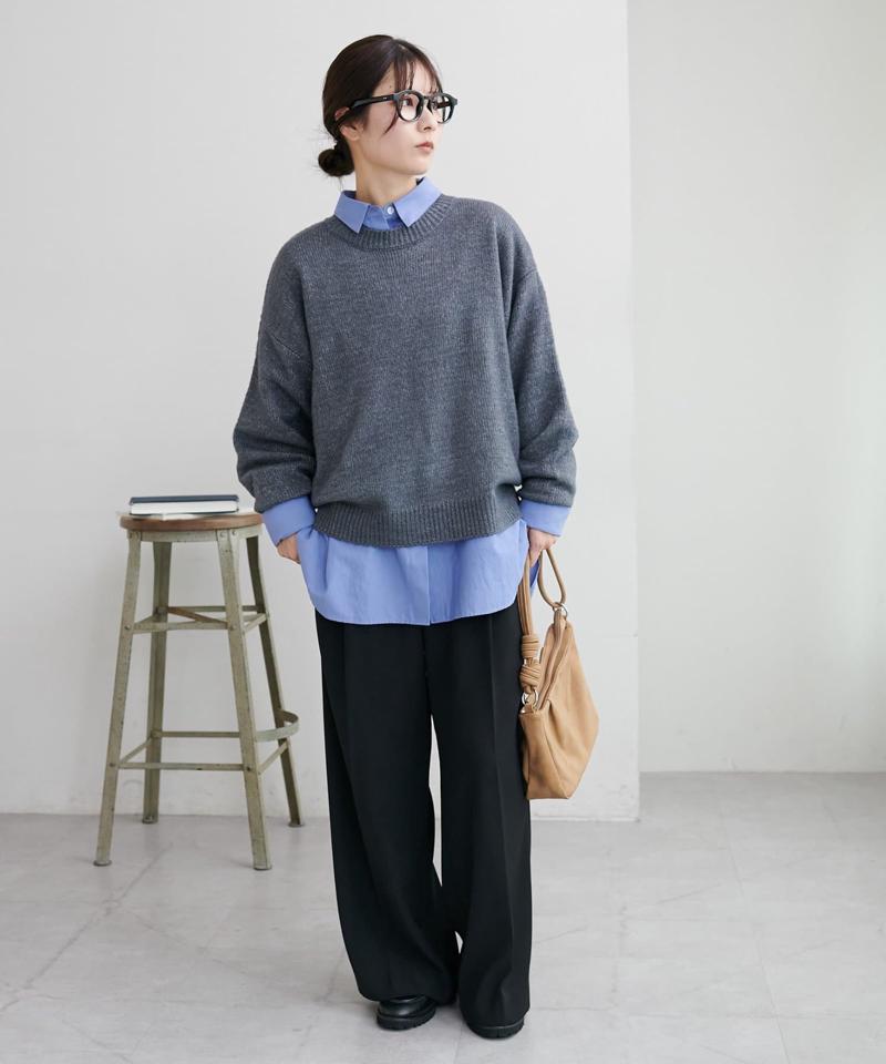 【華奢見え/13色展開♪/WEB限定】メランジニットプルオーバー