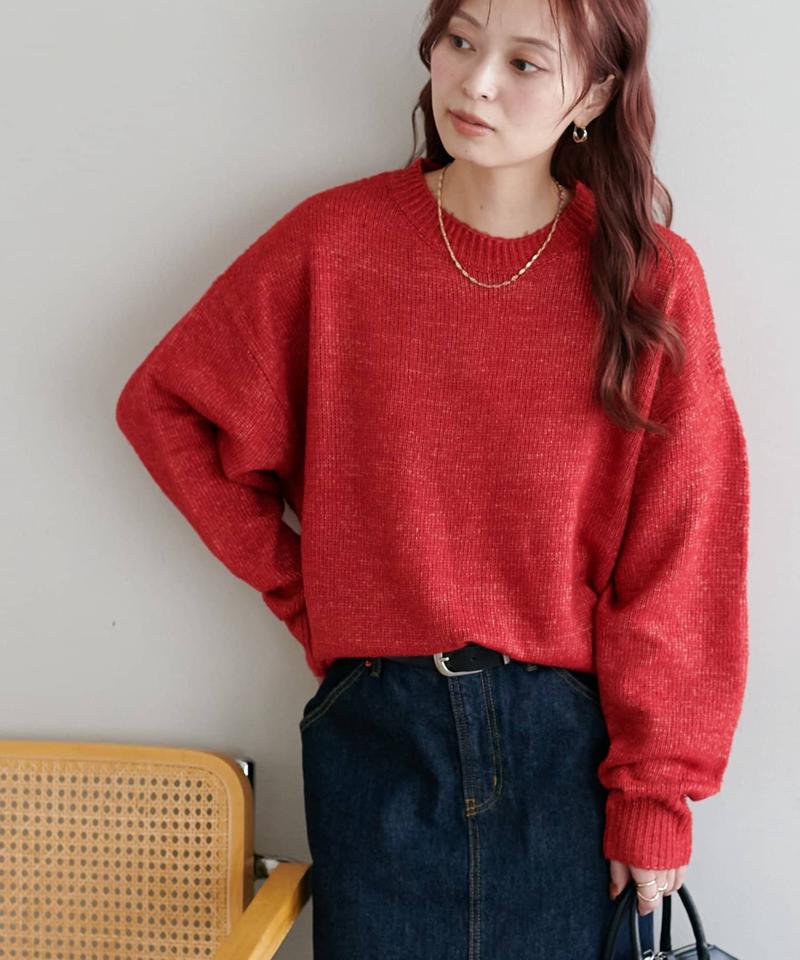 【華奢見え/13色展開♪/WEB限定】メランジニットプルオーバー