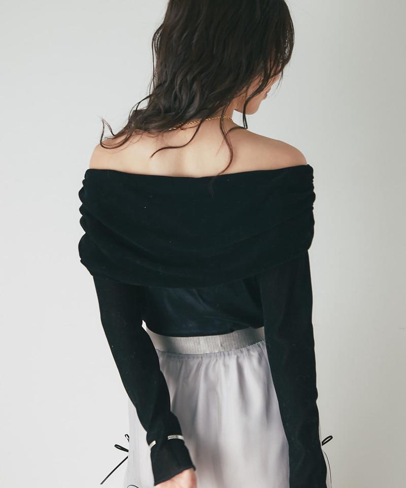 【女子力UP】フロッキーチュールオフショルカットソー