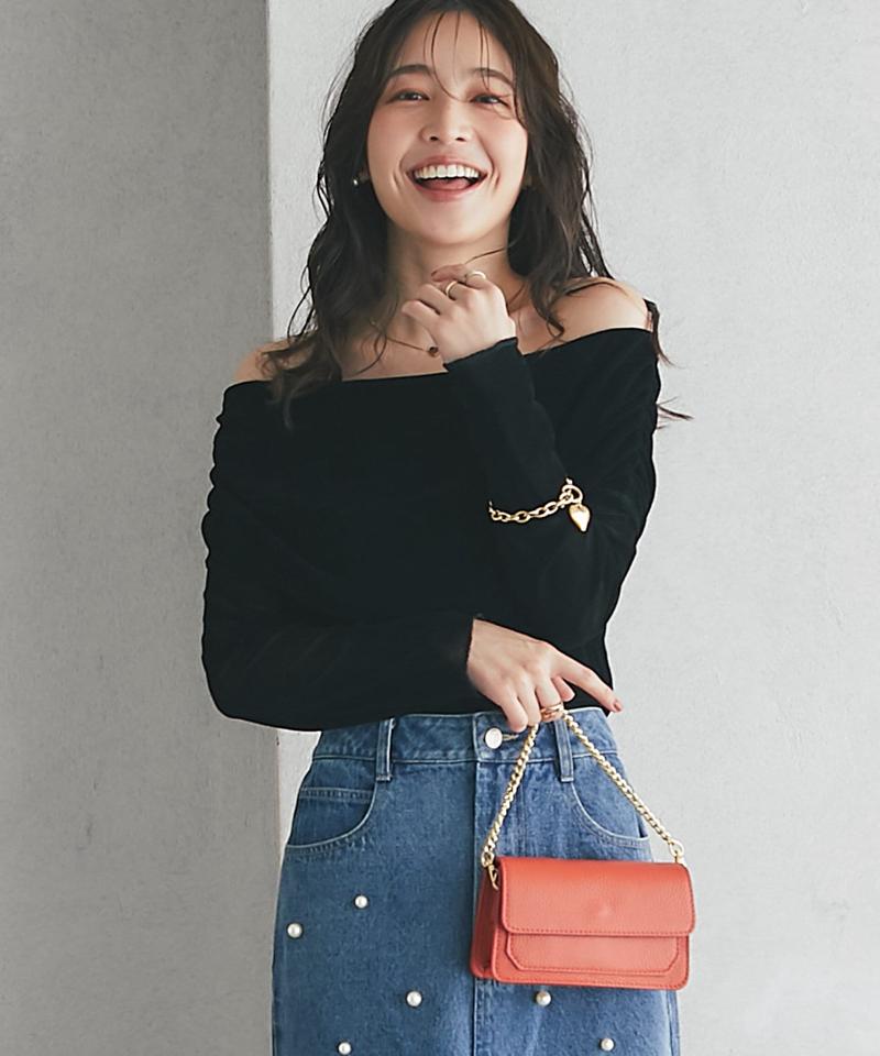 【女子力UP】フロッキーチュールオフショルカットソー