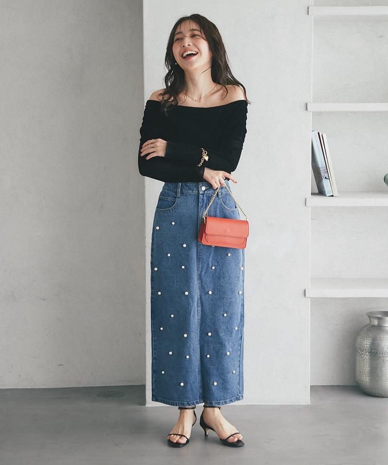 【女子力UP】フロッキーチュールオフショルカットソー