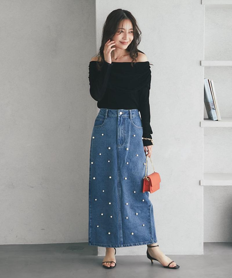 【女子力UP】フロッキーチュールオフショルカットソー