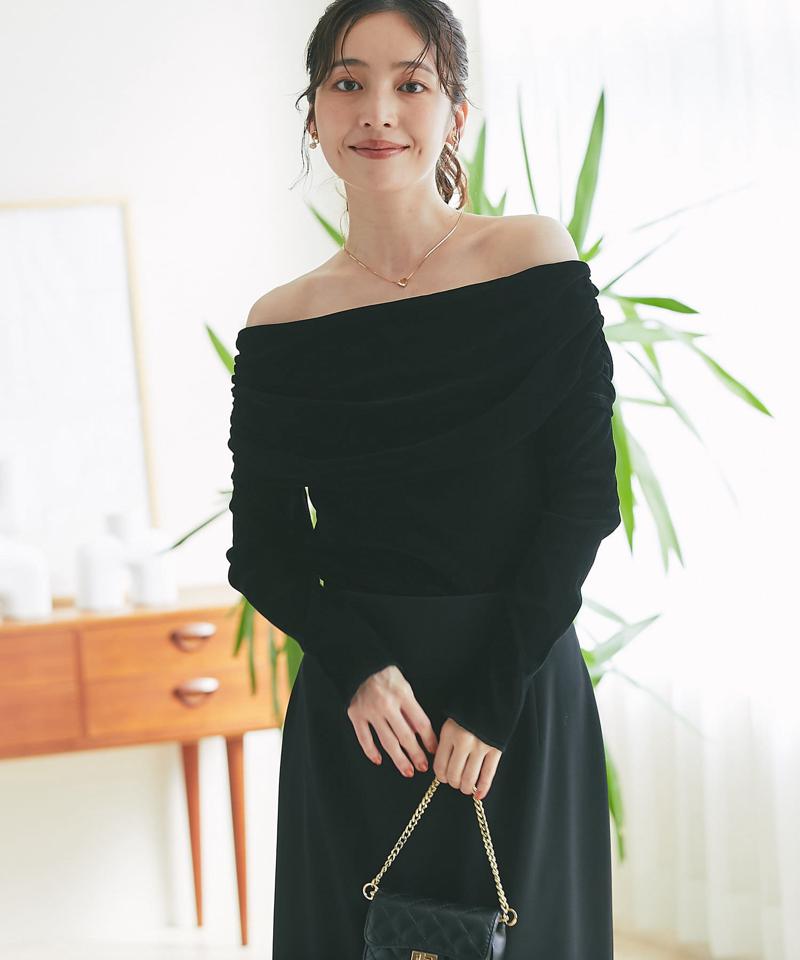 【女子力UP】フロッキーチュールオフショルカットソー