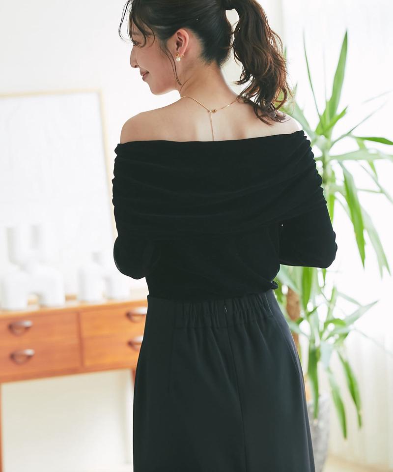 【女子力UP】フロッキーチュールオフショルカットソー