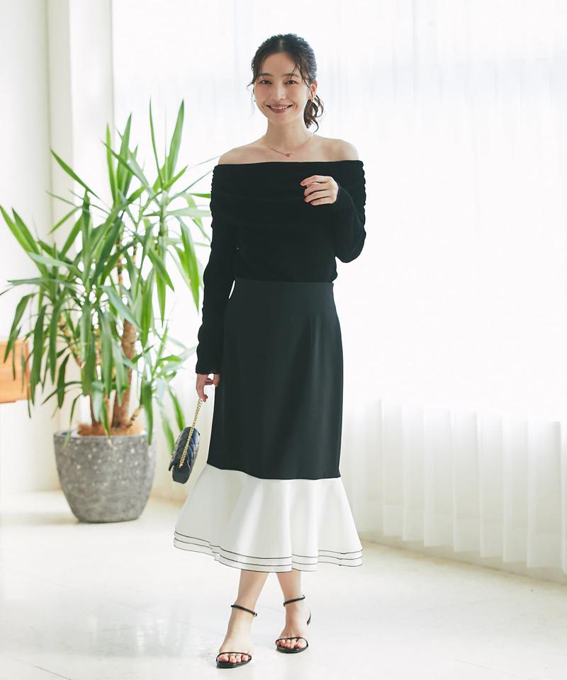 【女子力UP】フロッキーチュールオフショルカットソー