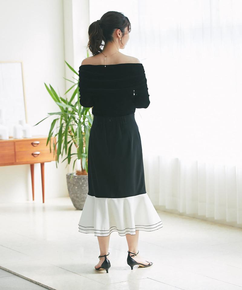 【女子力UP】フロッキーチュールオフショルカットソー