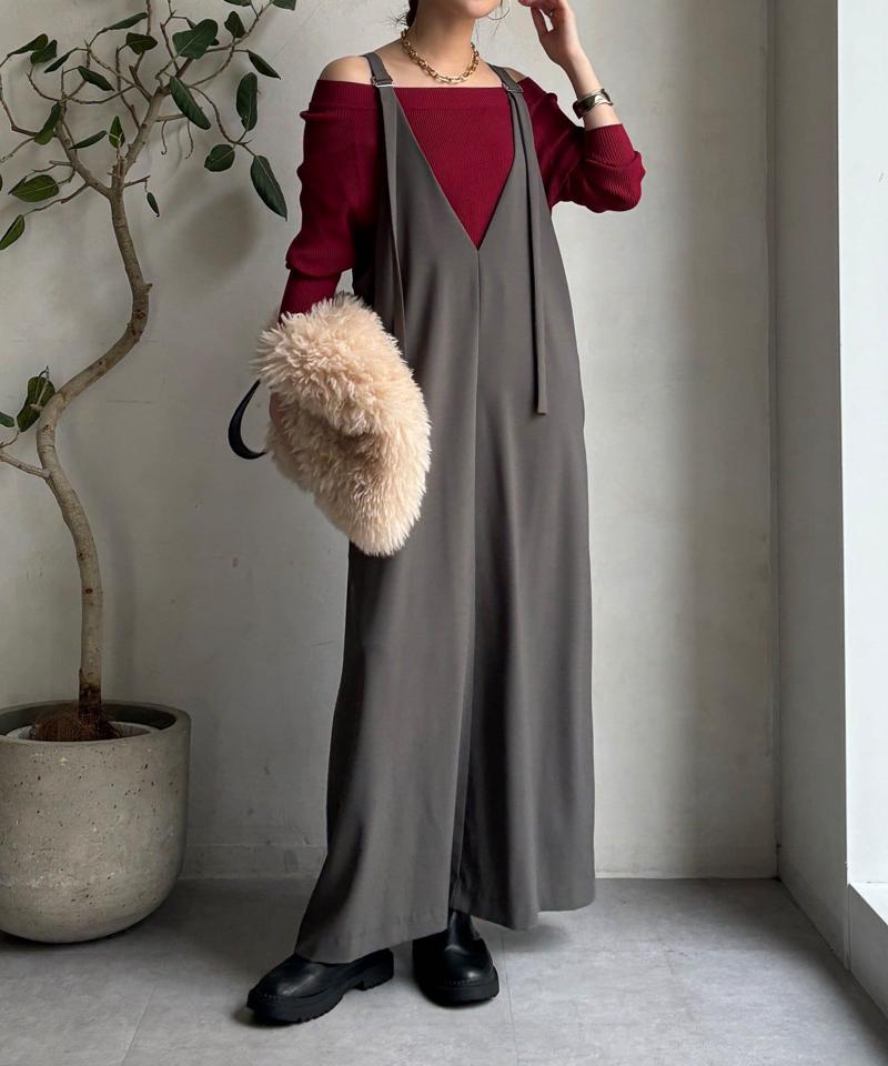 【新色追加/前後2WAYで着られる】深Vワンピース