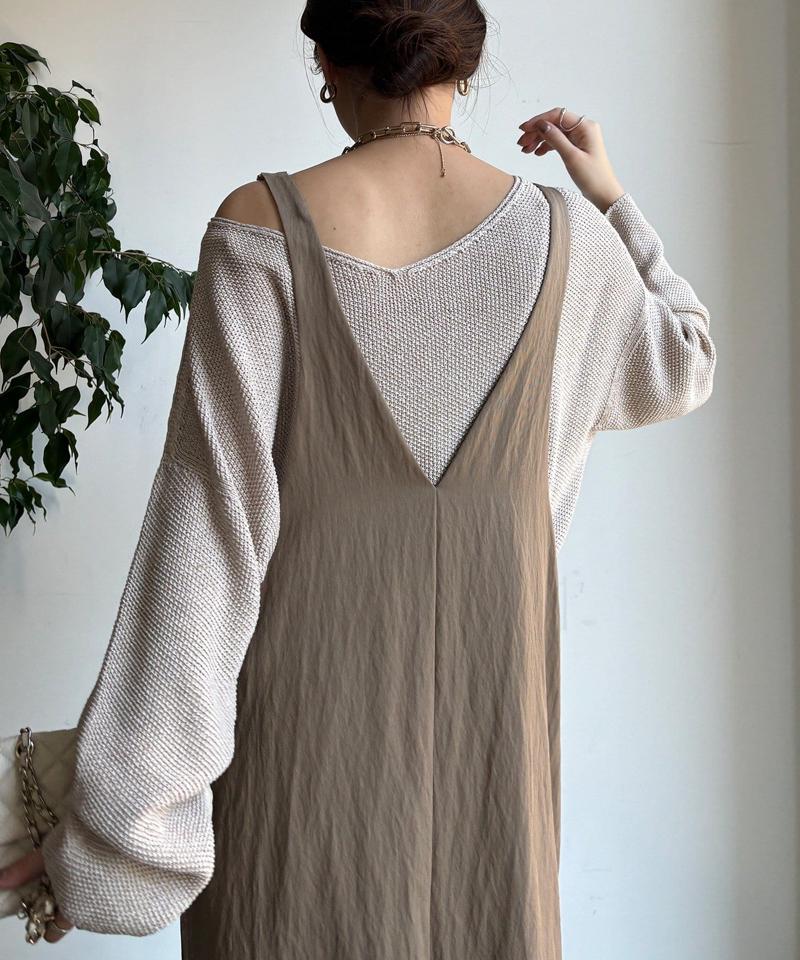 【新色追加/前後2WAYで着られる】深Vワンピース