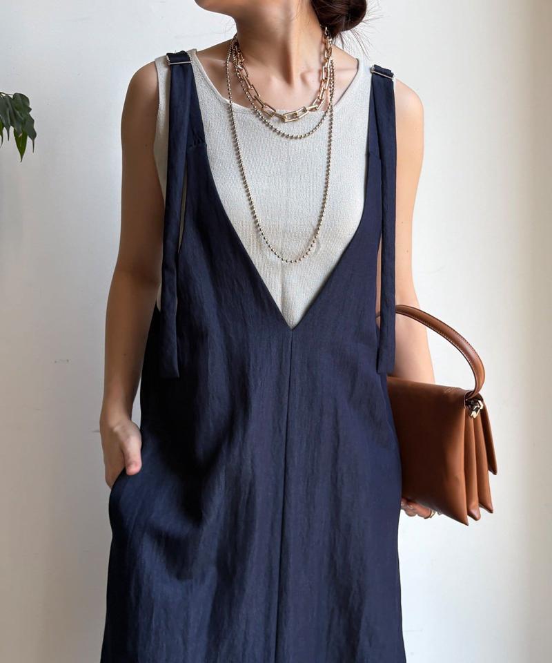 【新色追加/前後2WAYで着られる】深Vワンピース