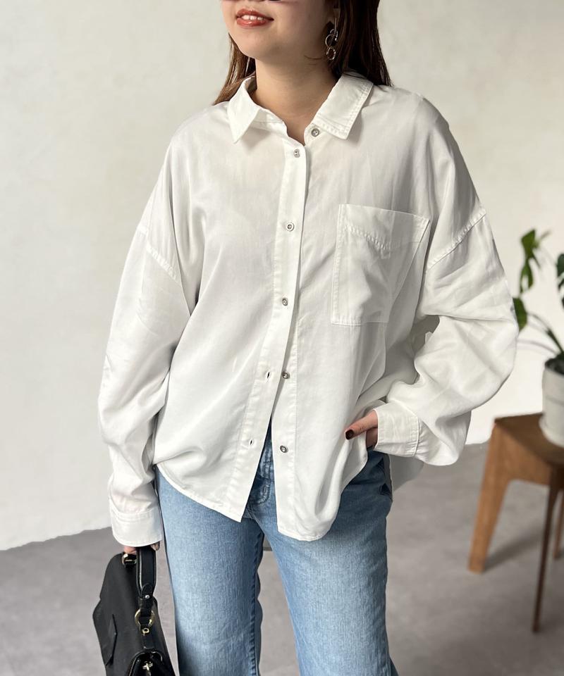 【軽くて柔らかい】【シーズンレス】BACKギャザーパウダー加工デニムシャツ