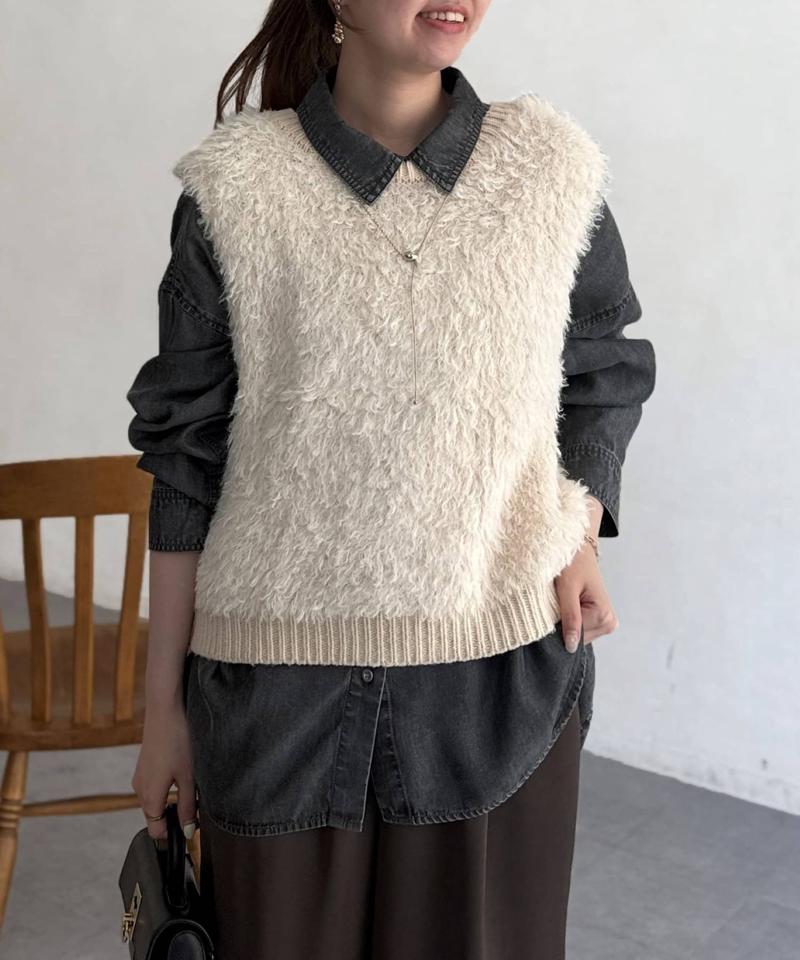 【軽くて柔らかい】【シーズンレス】BACKギャザーパウダー加工デニムシャツ