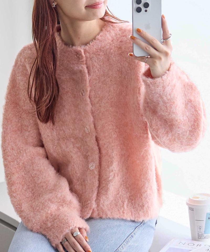 【8色展開/着映え/WEB限定】MIXブークレシャギーカーディガン