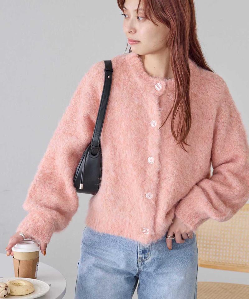 【8色展開/着映え/WEB限定】MIXブークレシャギーカーディガン