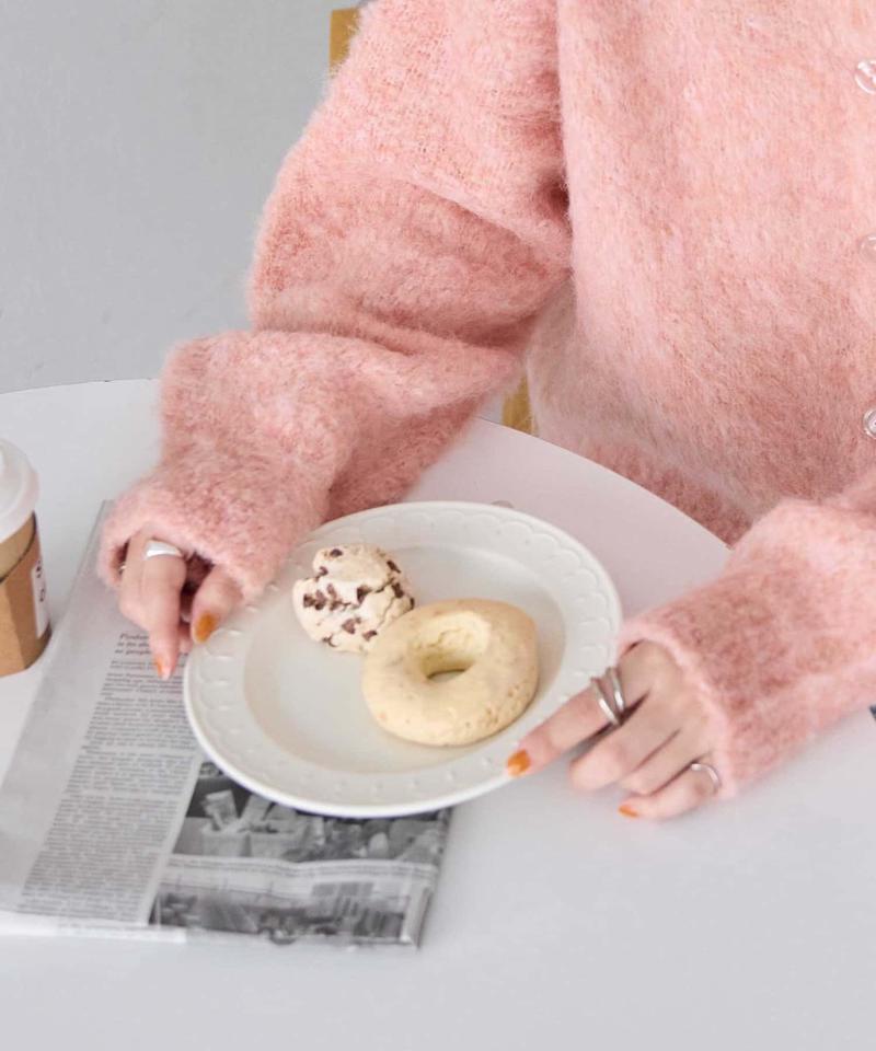 【8色展開/着映え/WEB限定】MIXブークレシャギーカーディガン