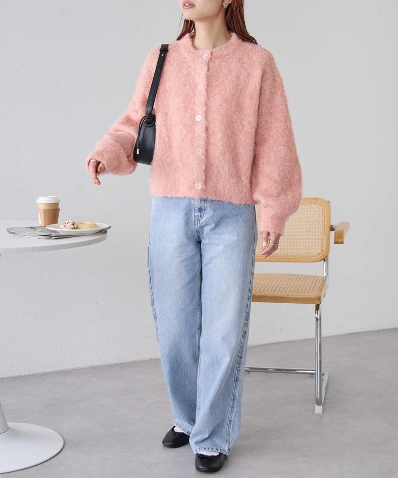 【8色展開/着映え/WEB限定】MIXブークレシャギーカーディガン