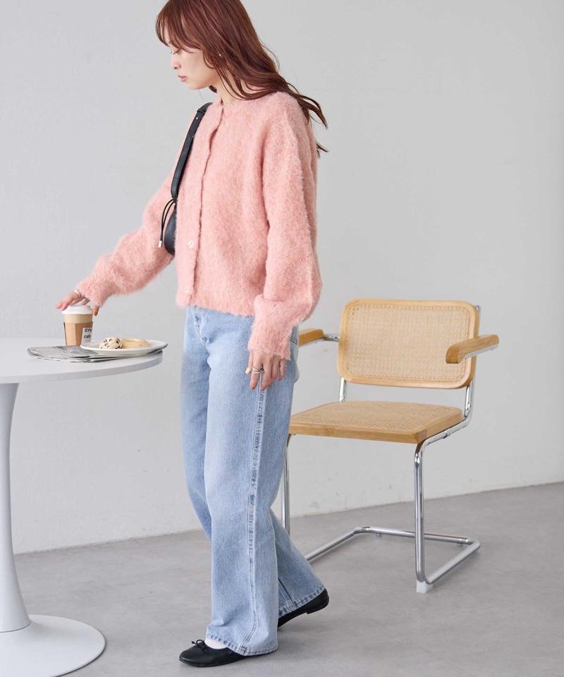 【8色展開/着映え/WEB限定】MIXブークレシャギーカーディガン