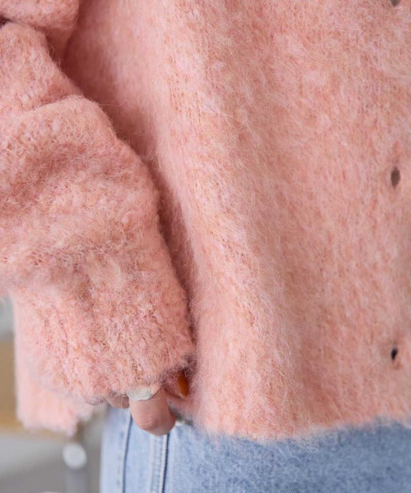 【8色展開/着映え/WEB限定】MIXブークレシャギーカーディガン