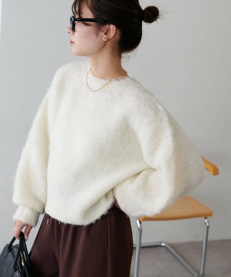 【8色展開/着映え/WEB限定】MIXブークレシャギーカーディガン