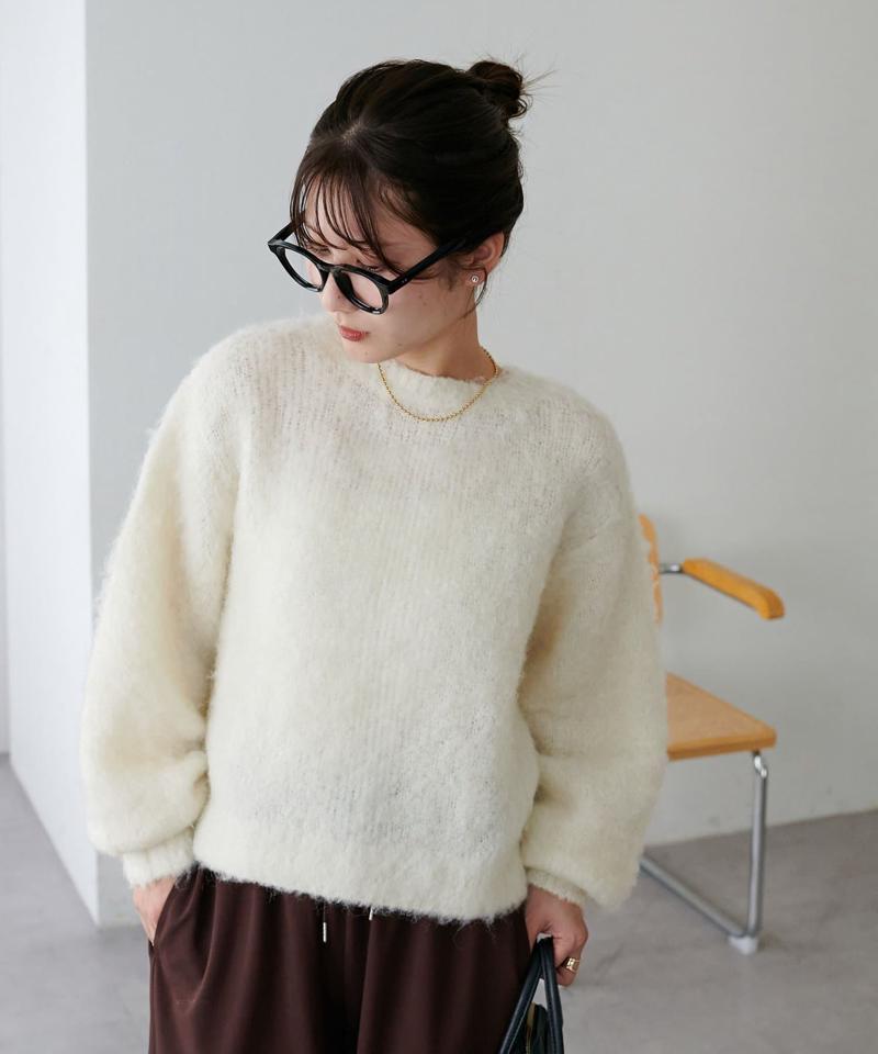 【8色展開/着映え/WEB限定】MIXブークレシャギーカーディガン