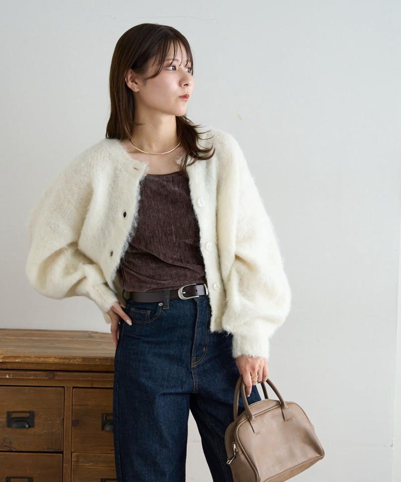 【8色展開/着映え/WEB限定】MIXブークレシャギーカーディガン