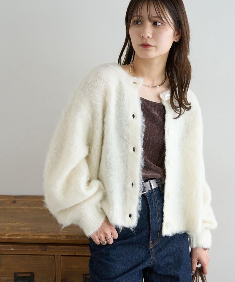 【8色展開/着映え/WEB限定】MIXブークレシャギーカーディガン
